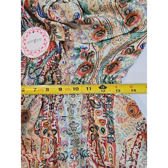 Umgee off the Shoulder 3/4 sleeve tiered vibrant print midi dress size M New - Picture 14 of 16